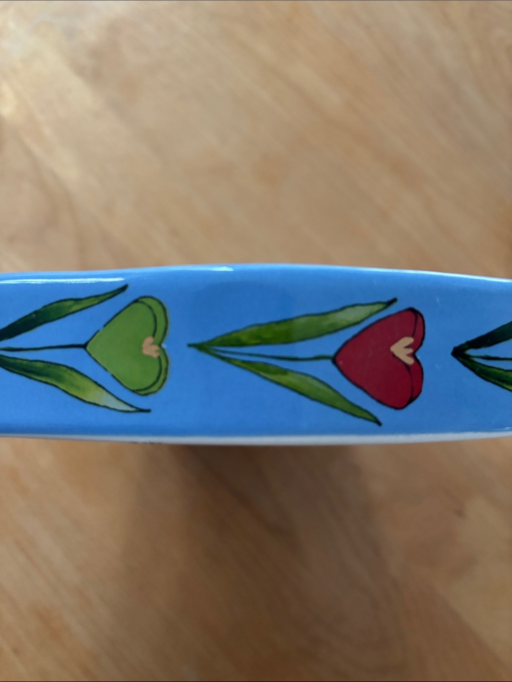 Anthropologie The Mud Fairy heart shaped dish,periwinkle,flowers, gold flecks - Picture 4 of 6
